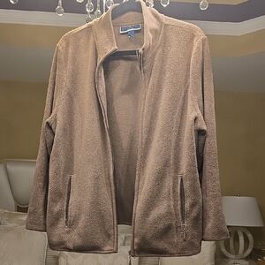 Karen Scott Brown Full-Zip Sweatshirt
